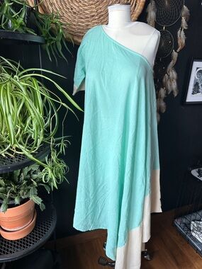 Victoria's Secret Mint and Cream One-Shoulder Dress/ swim coverup